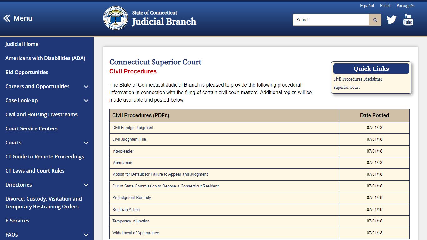 Civil Procedures - CT Judicial Branch